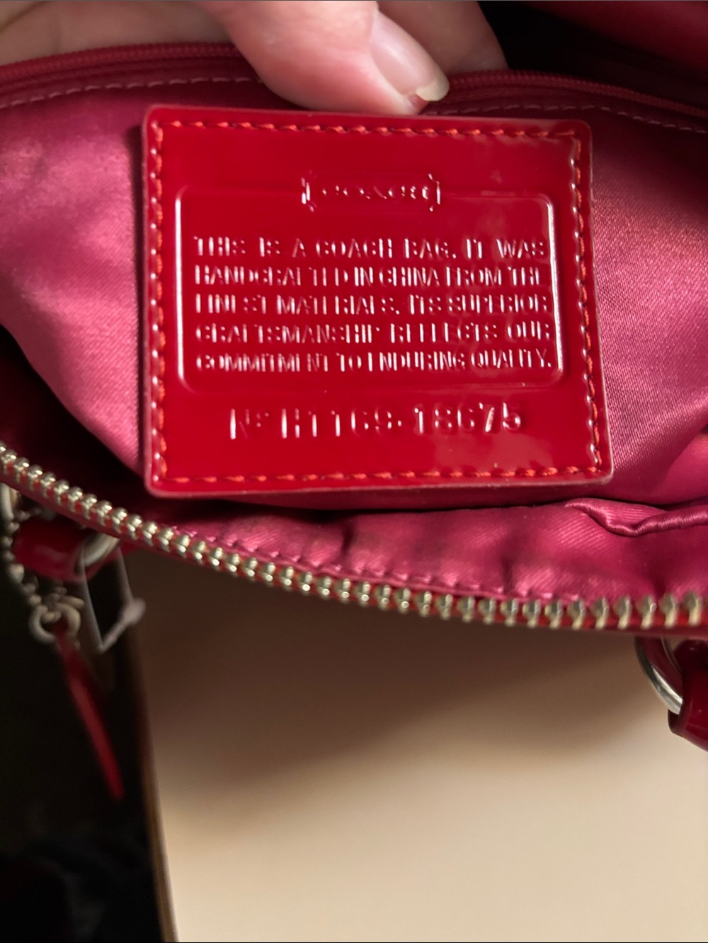 Coach Poppy Red Quilted Liquid Gloss Satchel. - Picture 4 of 16